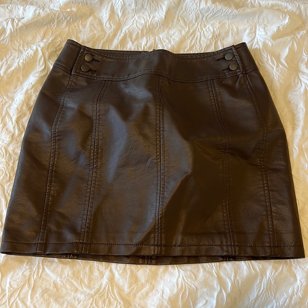 Free people brown leather skirt